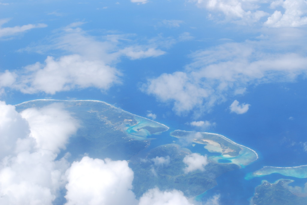 A view of some moth islands from the plane.
