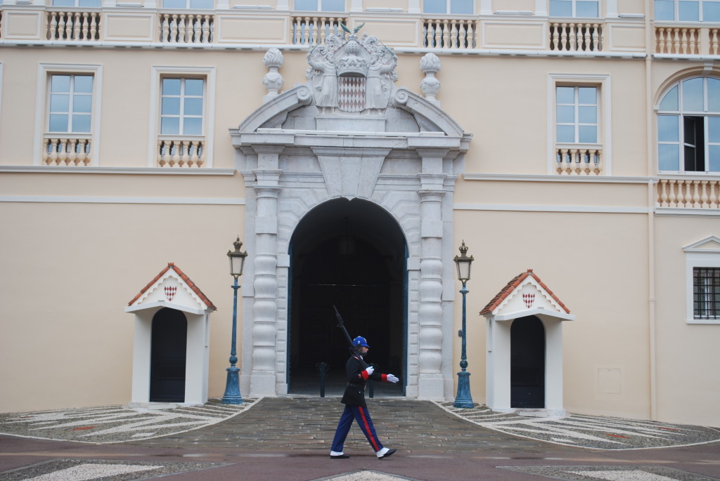 Standing guard at the Prince's Palace.