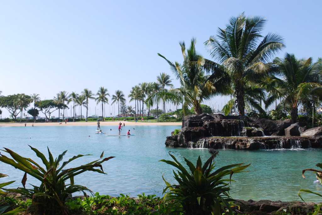 The lagoon at the Hilton Hawaiian Village on Waikiki Beach